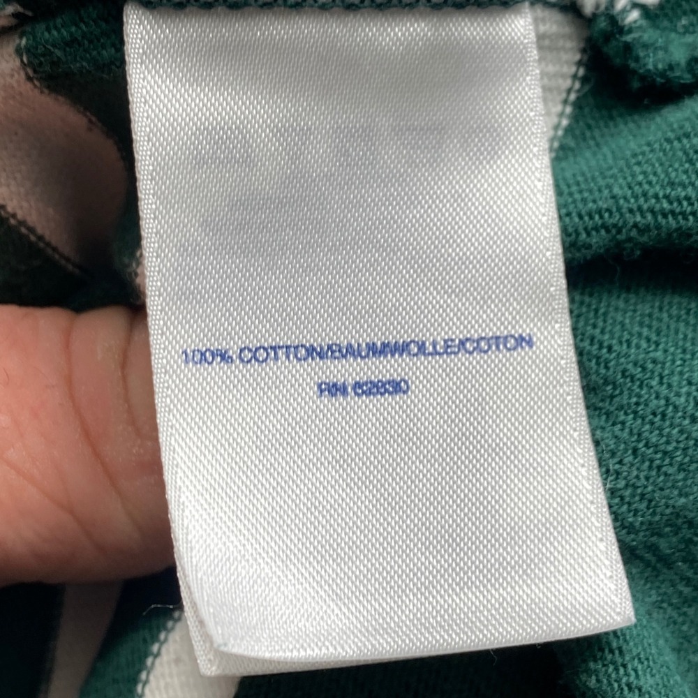 Lands End Rugby Shirt Mens Med Tall 100% Cotton Green White Stripe Long Sleeve - Picture 5 of 8